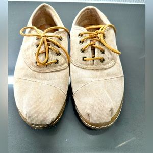 Toms Men Beige Corduroy Lace Up Faux Fur lining size 9